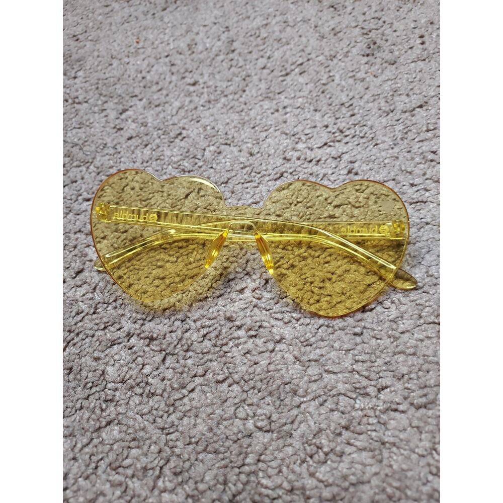 Bumble App Social Media Heart Shape Yellow Translucent Sunglasses